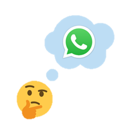 Logo de WhatsApp junto a un emoji pensativo, reflejando dudas sobre la seguridad y la privacidad de la aplicación de mensajería